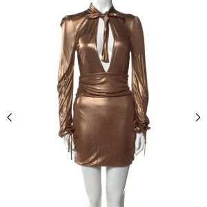 Gucci Metallic Bronze‎ Long-Sleeve Dress